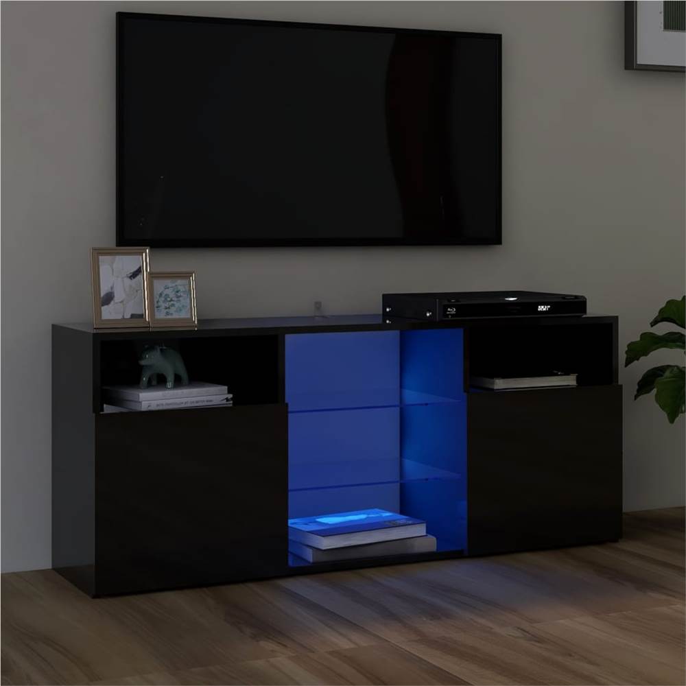 

TV Cabinet with LED Lights High Gloss Black 120x30x50 cm
