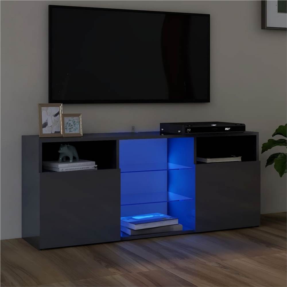 

TV Cabinet with LED Lights High Gloss Grey 120x30x50 cm