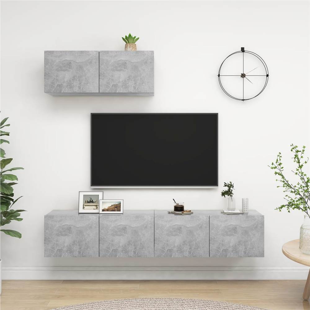 

TV Cabinets 3 pcs Concrete Grey Chipboard
