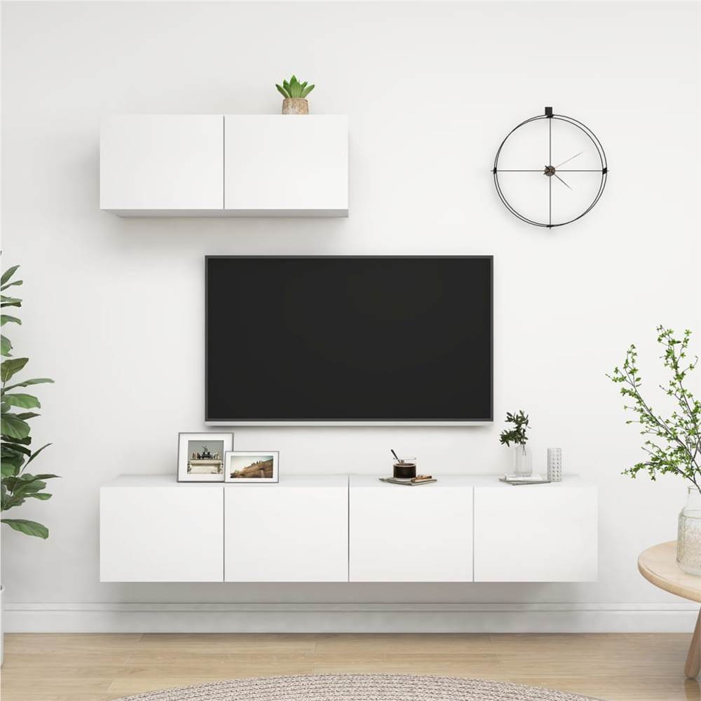 

TV Cabinets 3 pcs White Chipboard