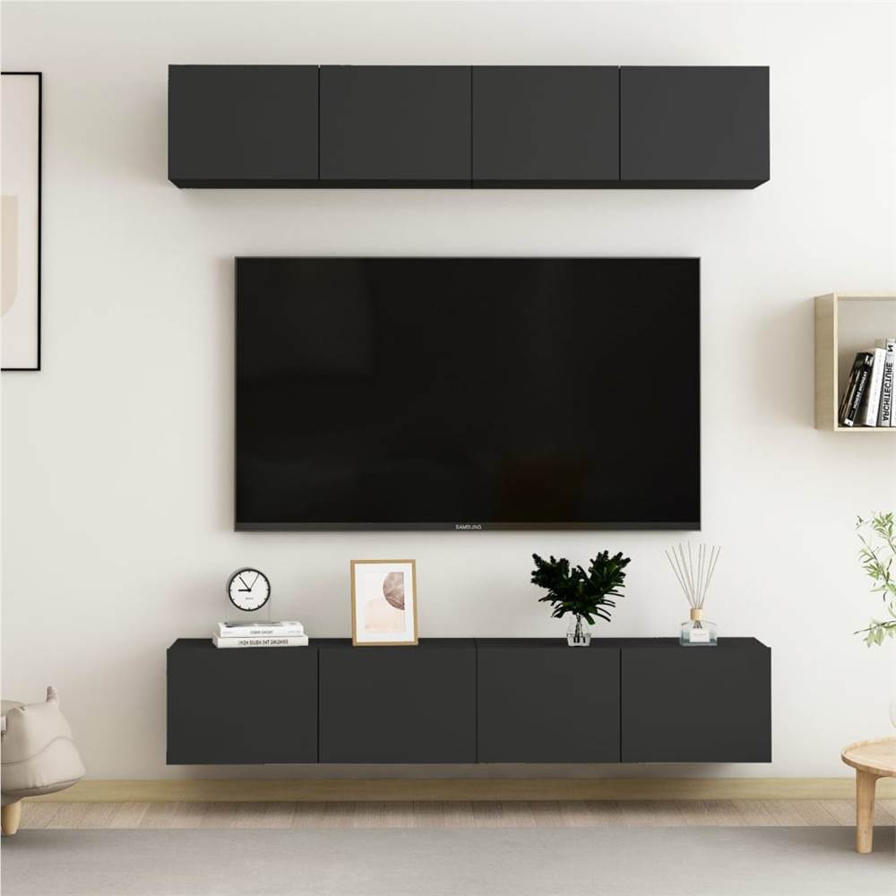 

TV Cabinets 4 pcs Black 80x30x30 cm Chipboard