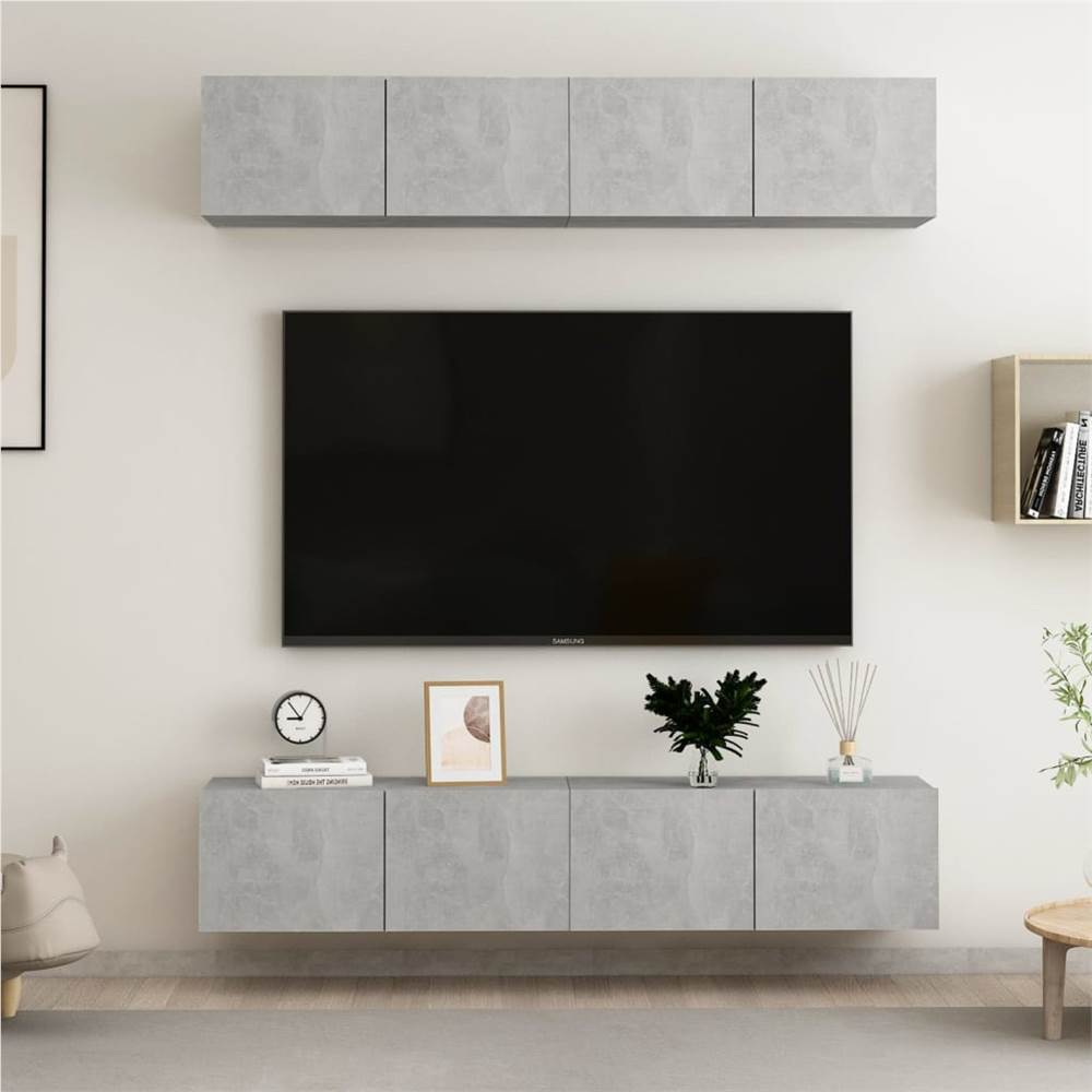 

TV Cabinets 4 pcs Concrete Grey 80x30x30 cm Chipboard