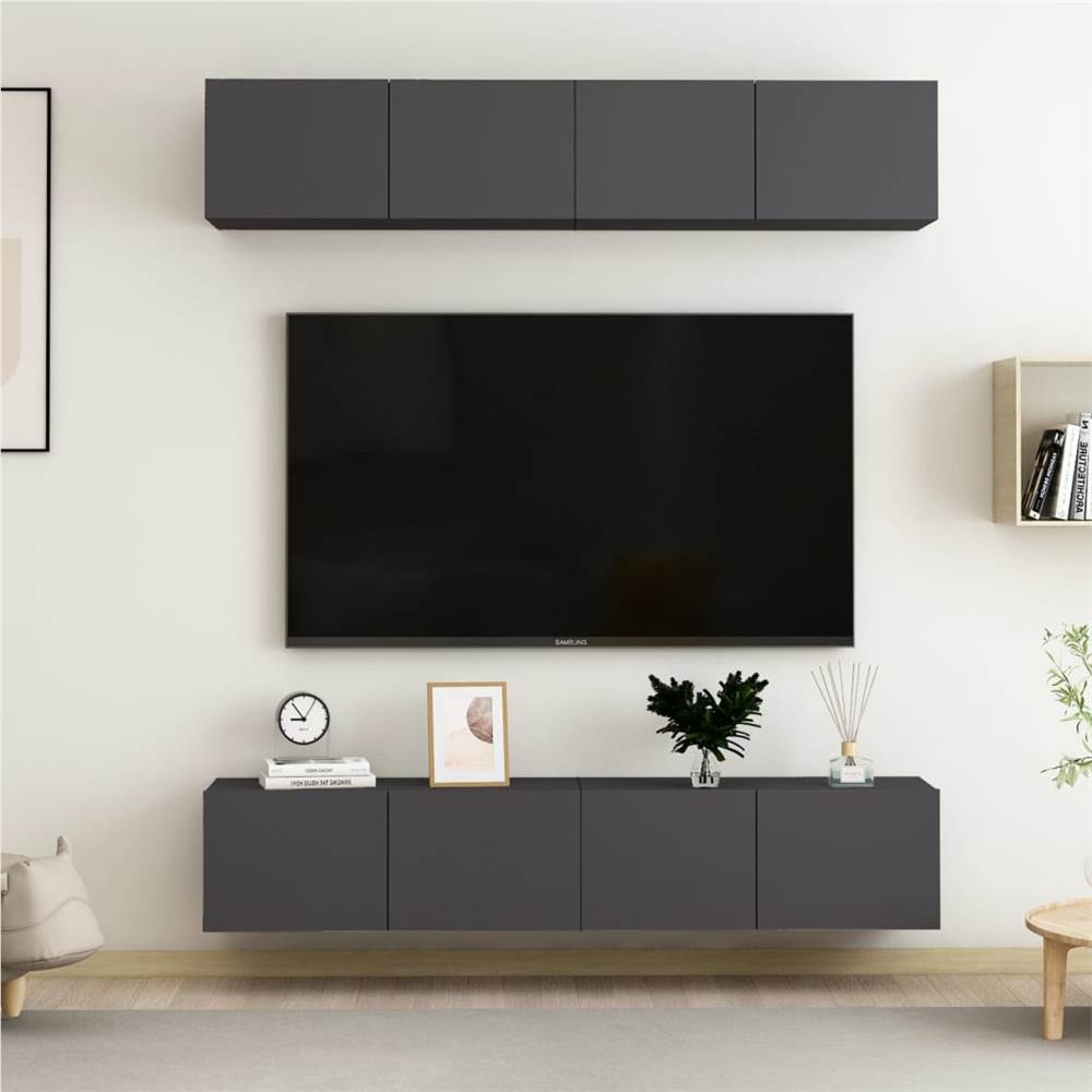 

TV Cabinets 4 pcs Grey 80x30x30 cm Chipboard