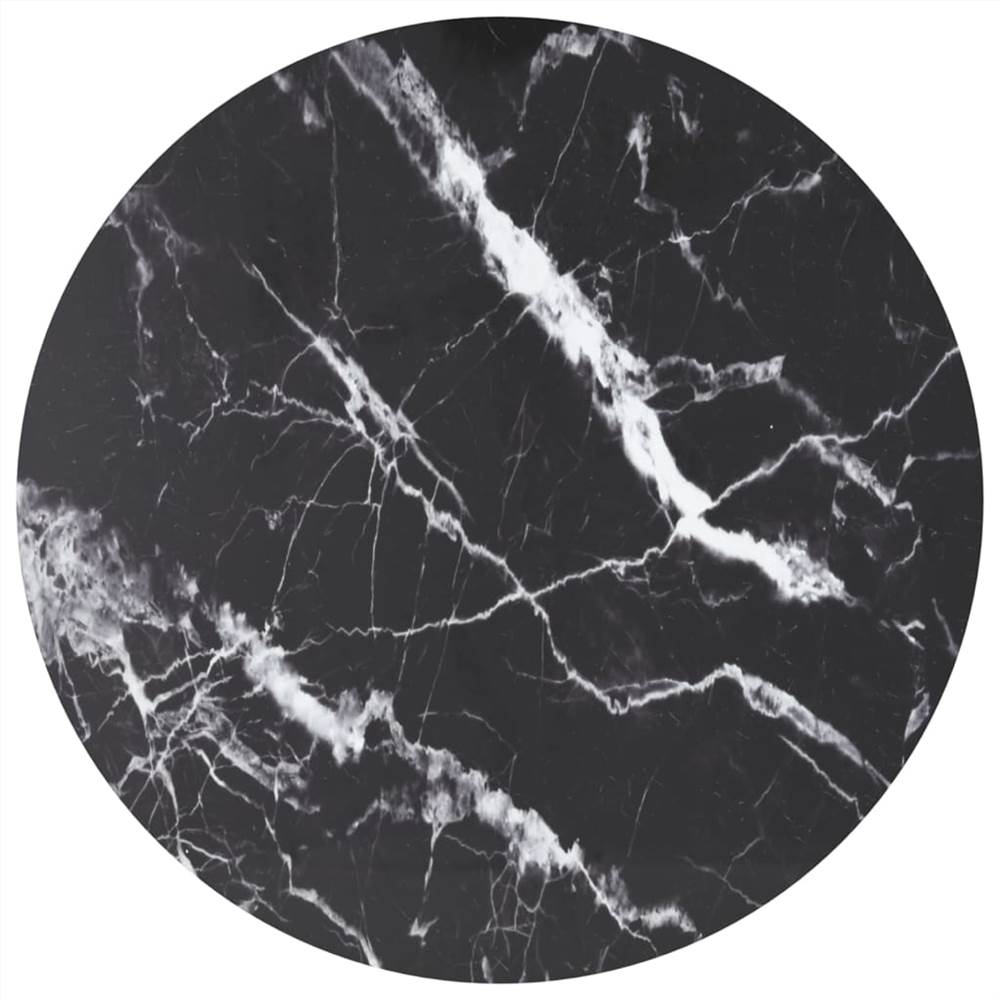 

Table Top Black Ø80x1 cm Tempered Glass with Marble Design