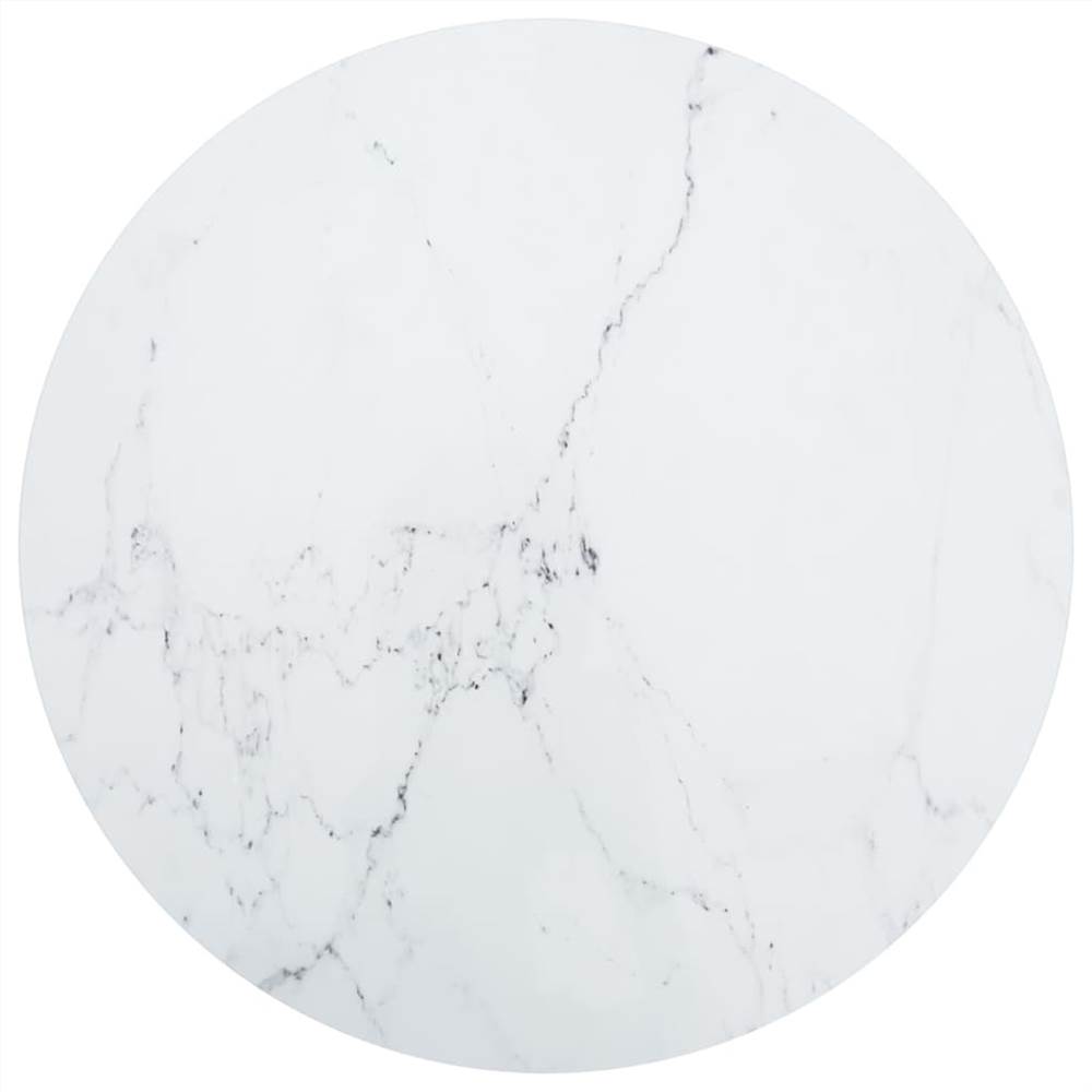 

Table Top White Ø80x1 cm Tempered Glass with Marble Design