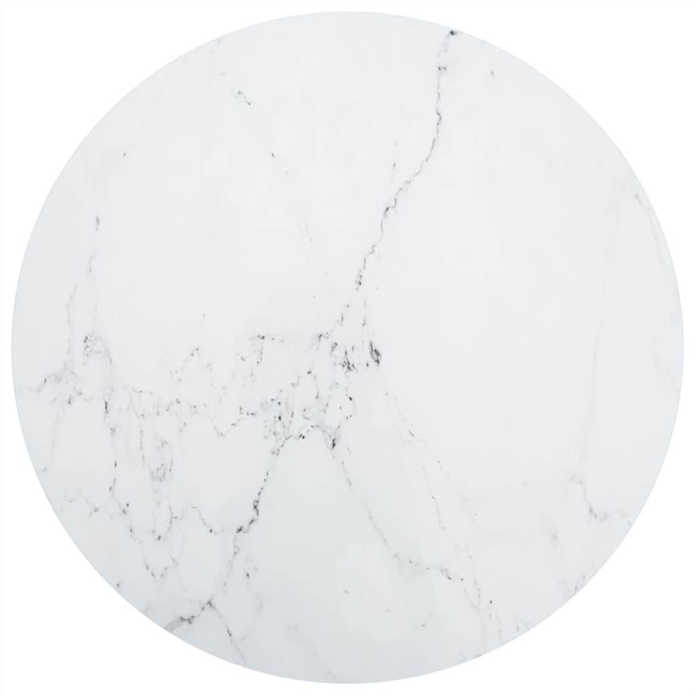 

Table Top White Ø90x1 cm Tempered Glass with Marble Design