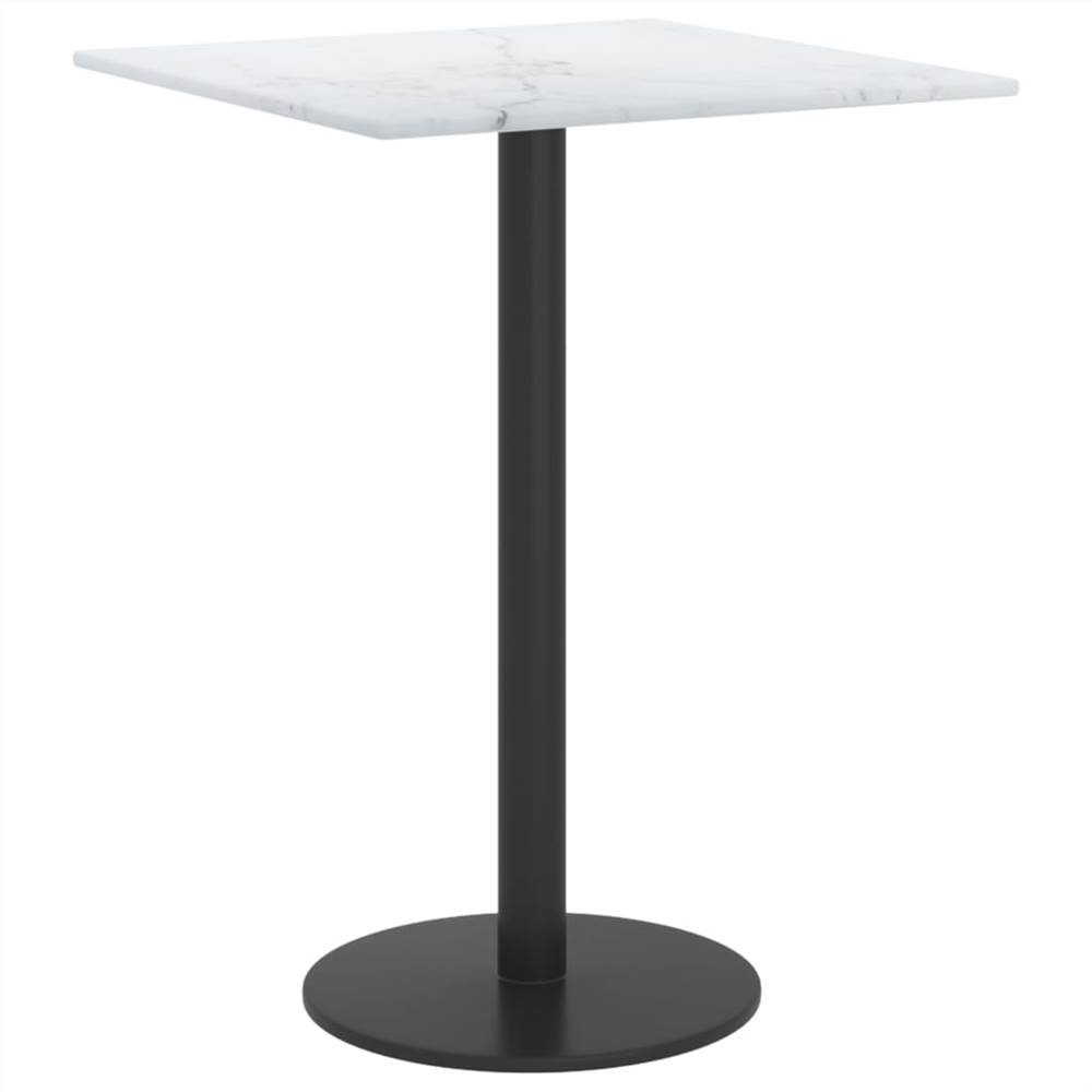 Table Top White 30x30 cm 6 mm Tempered Glass with Marble Design