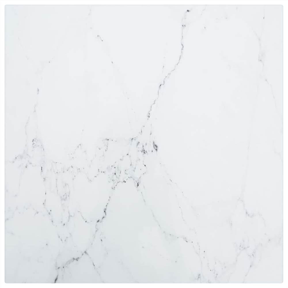 

Table Top White 40x40 cm 6 mm Tempered Glass with Marble Design
