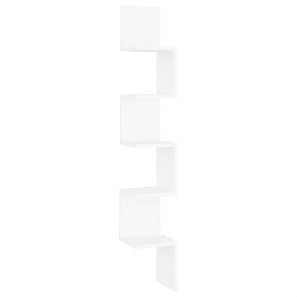 Wall Corner Shelf White 20x20x127.5 cm Chipboard