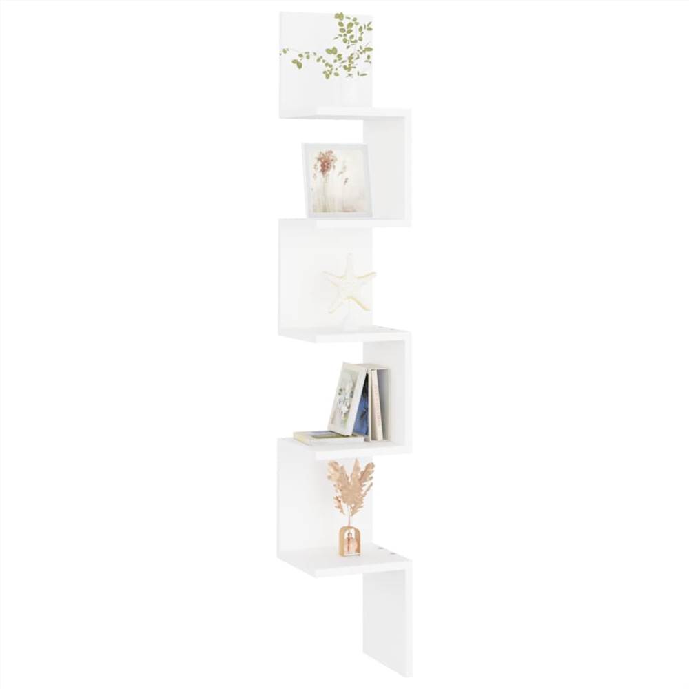 Wall Corner Shelf White 20x20x127.5 cm Chipboard
