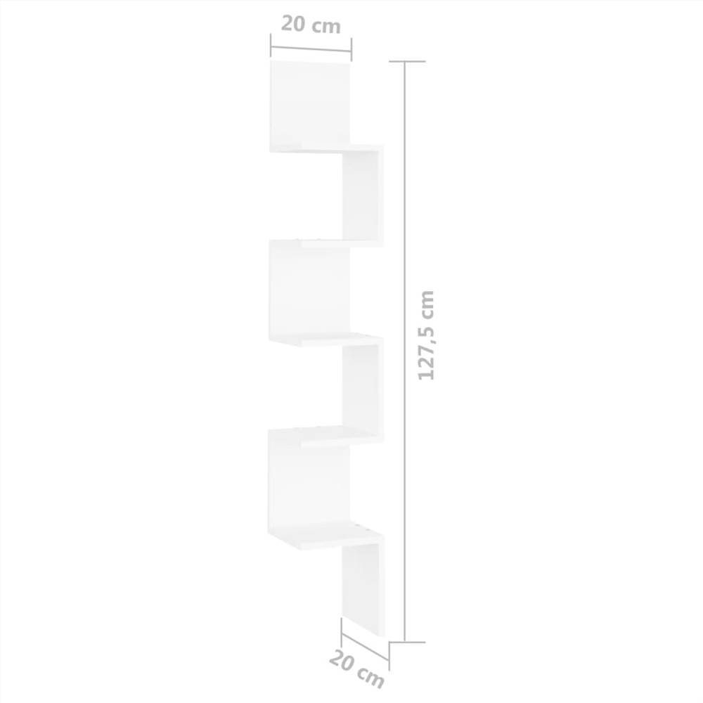 Wall Corner Shelf White 20x20x127.5 cm Chipboard