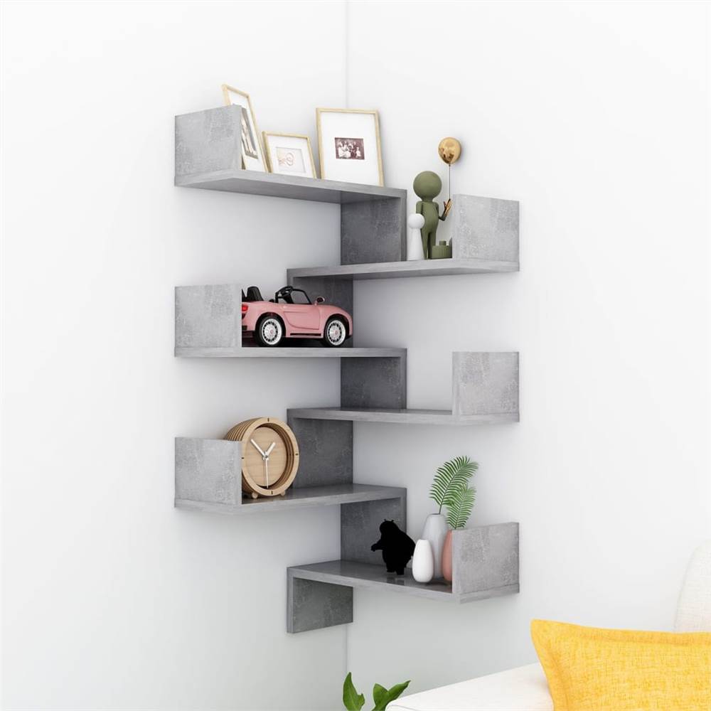 

Wall Corner Shelves 2 pcs Concrete Grey 40x40x50 cm Chipboard