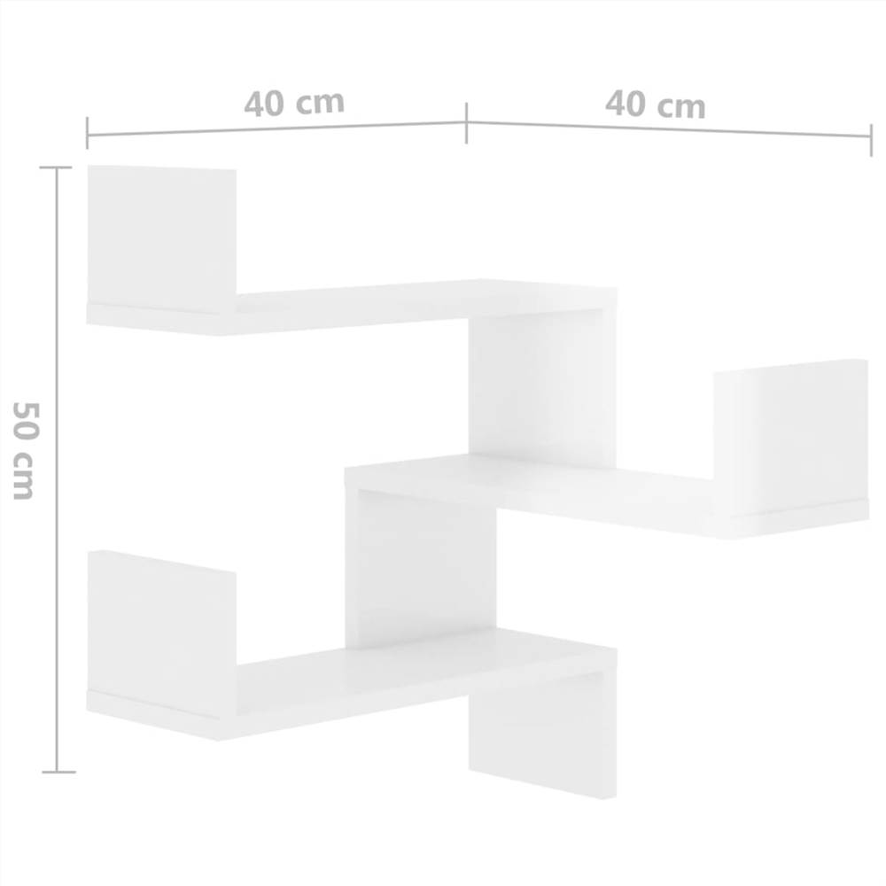 Wall Corner Shelves 2 pcs High Gloss White 40x40x50 cm Chipboard