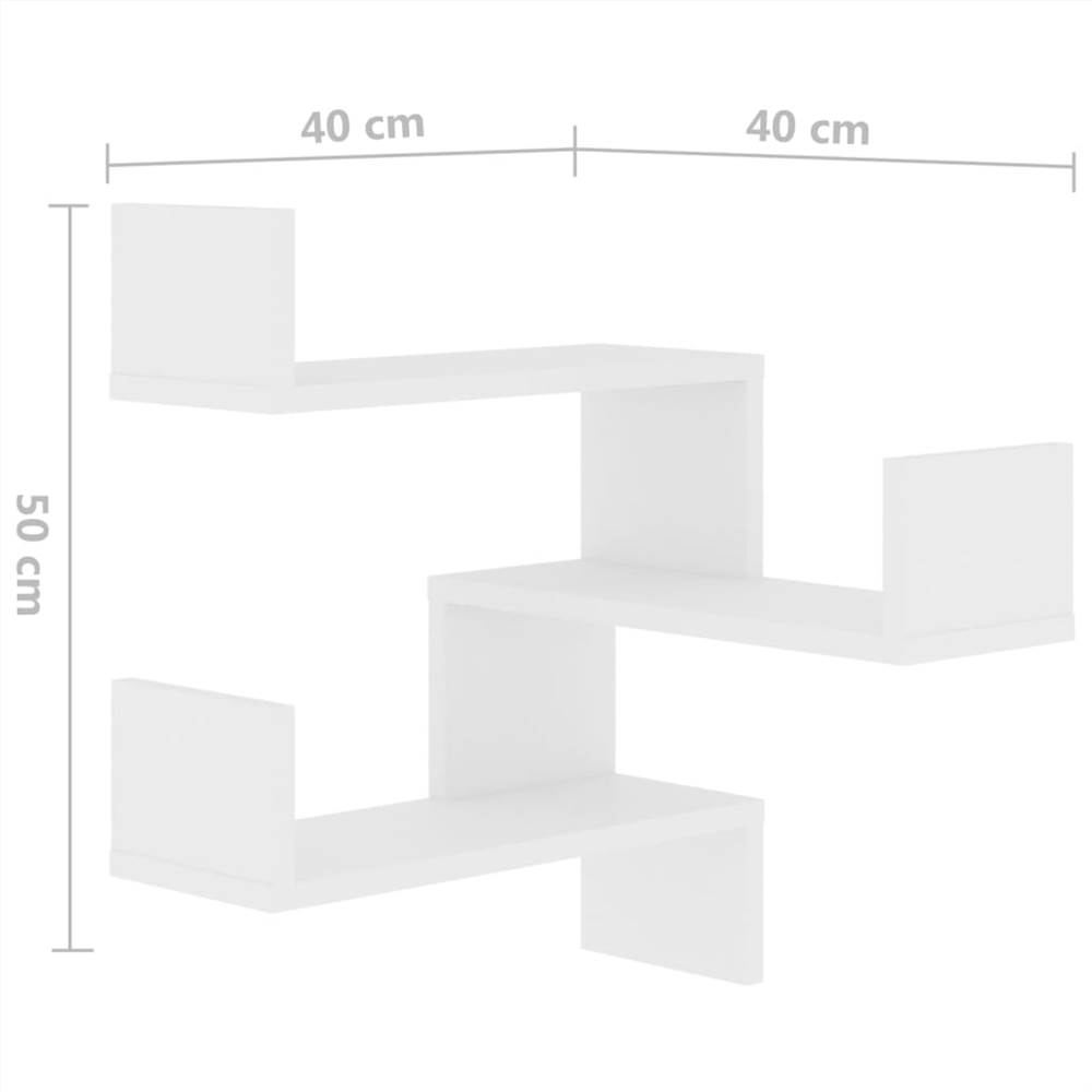Wall Corner Shelves 2 pcs White 40x40x50 cm Chipboard