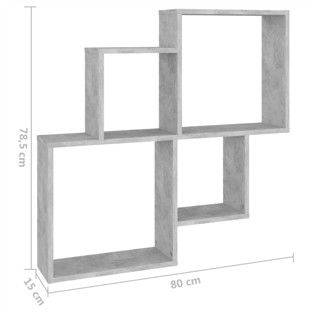 Wall Cube Shelf Concrete Grey 80x15x78.5 cm Chipboard