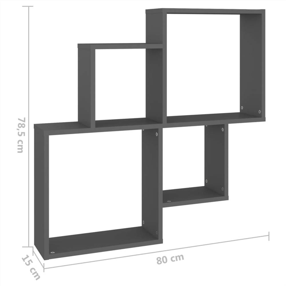 Wall Cube Shelf Grey 80x15x78.5 cm Chipboard