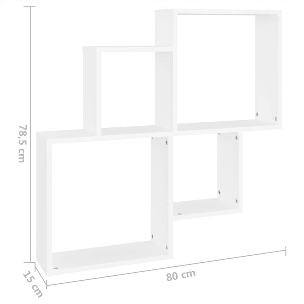 Wall Cube Shelf White 80x15x78.5 cm Chipboard