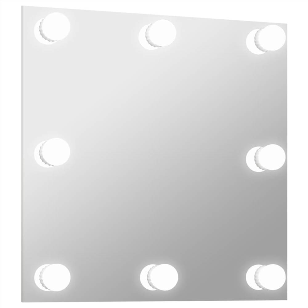 Wall Mirror with LED Lights Square Glass