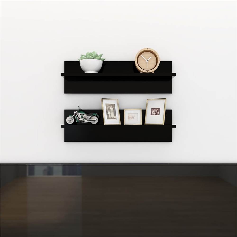 

Wall Shelves 2 pcs Black 60x11.5x18 cm Chipboard