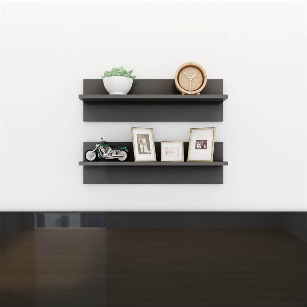 

Wall Shelves 2 pcs High Gloss Grey 60x11.5x18 cm Chipboard