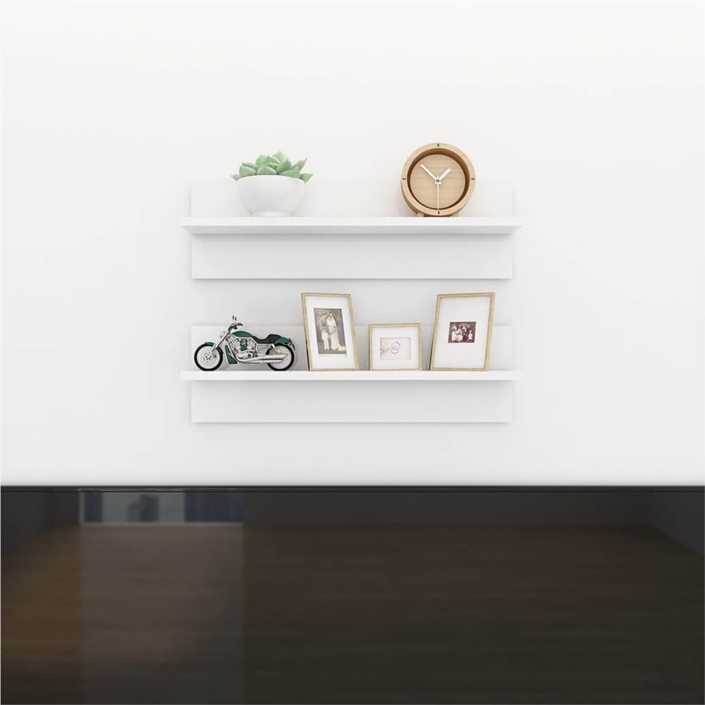 

Wall Shelves 2 pcs High Gloss White 60x11.5x18cm Chipboard