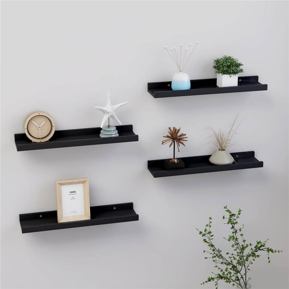 

Wall Shelves 4 pcs Black 40x9x3 cm