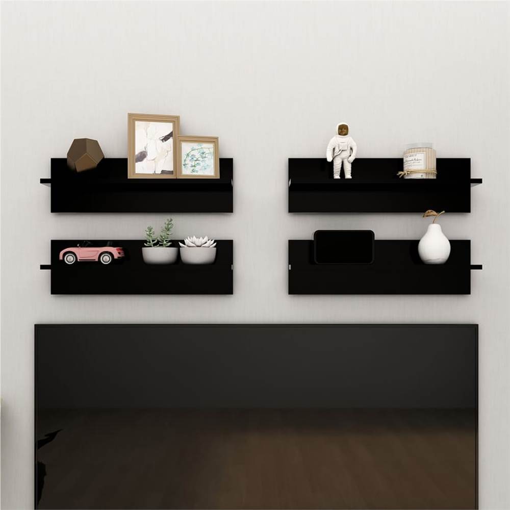 

Wall Shelves 4 pcs Black 60x11.5x18 cm Chipboard