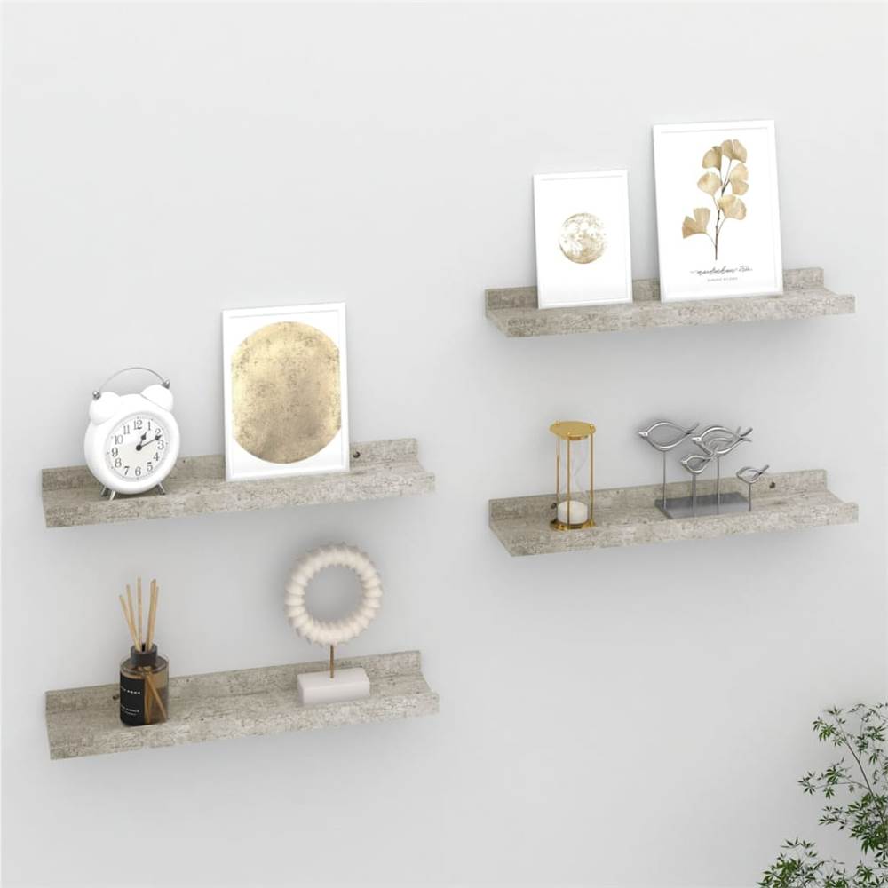 

Wall Shelves 4 pcs Concrete Grey 40x9x3 cm