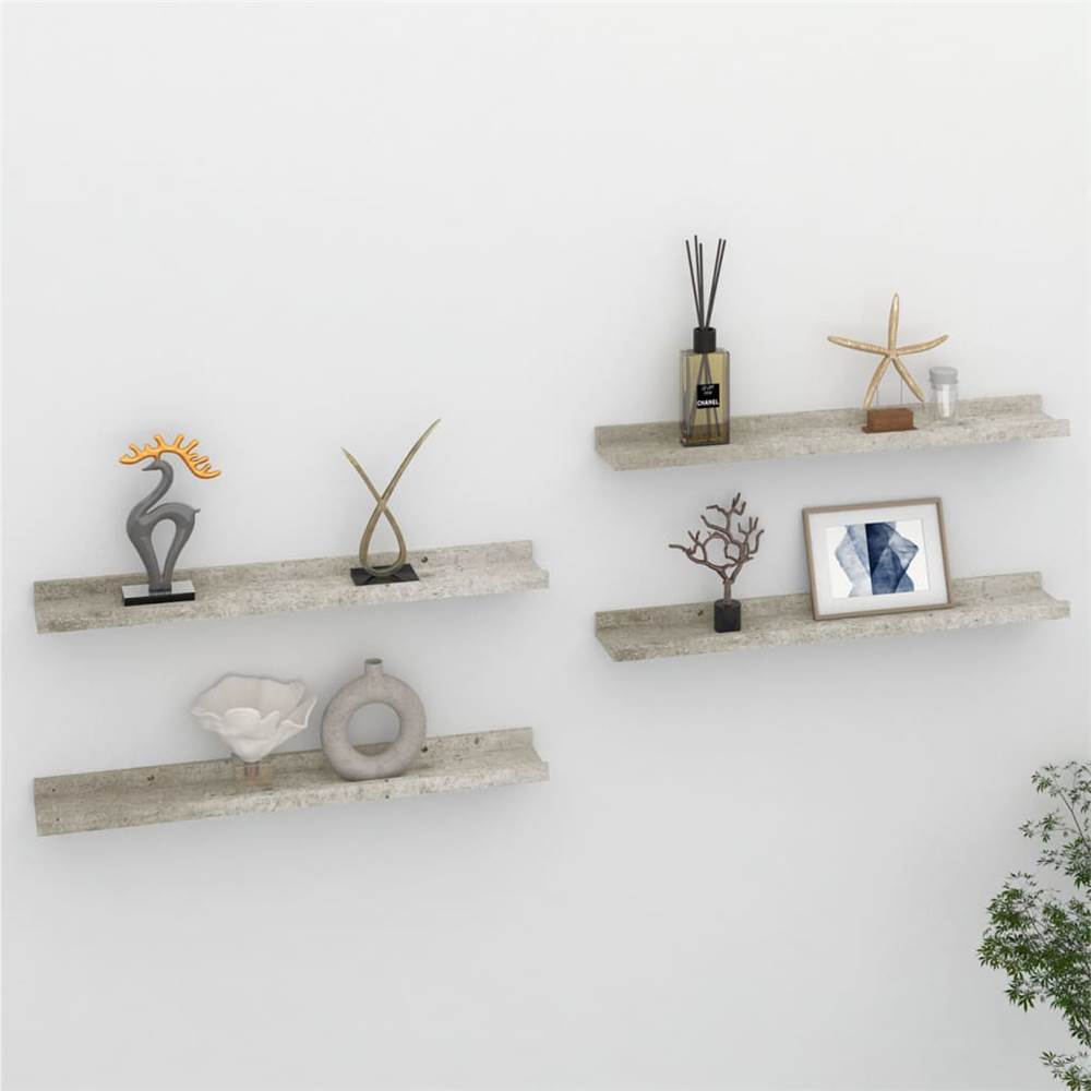 

Wall Shelves 4 pcs Concrete Grey 60x9x3 cm