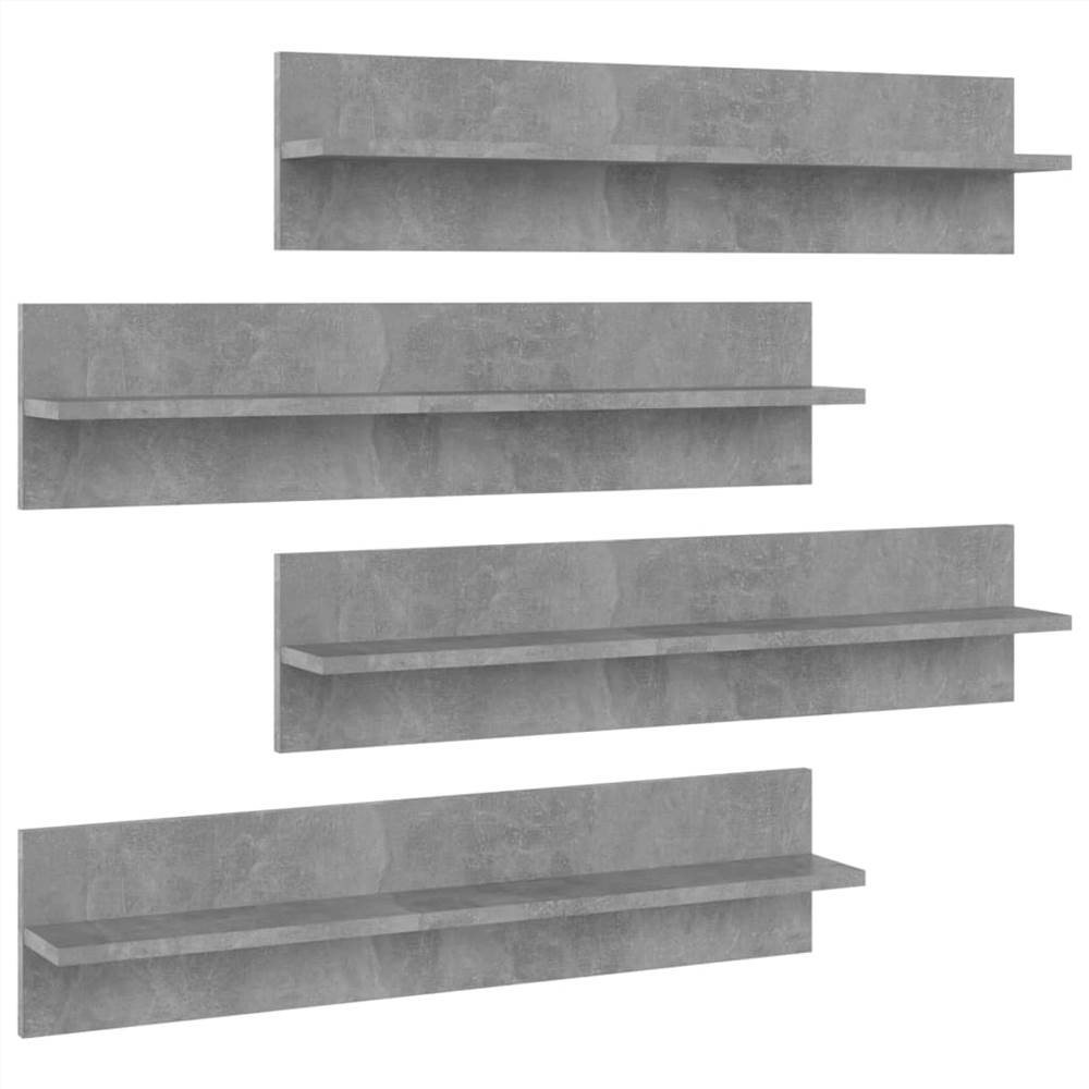 Wall Shelves 4 Pcs Concrete Grey 80x11.5x18 Cm Chipboard 13 Wall Shelves 4 pcs Concrete Grey 80x11.5x18 cm Chipboard