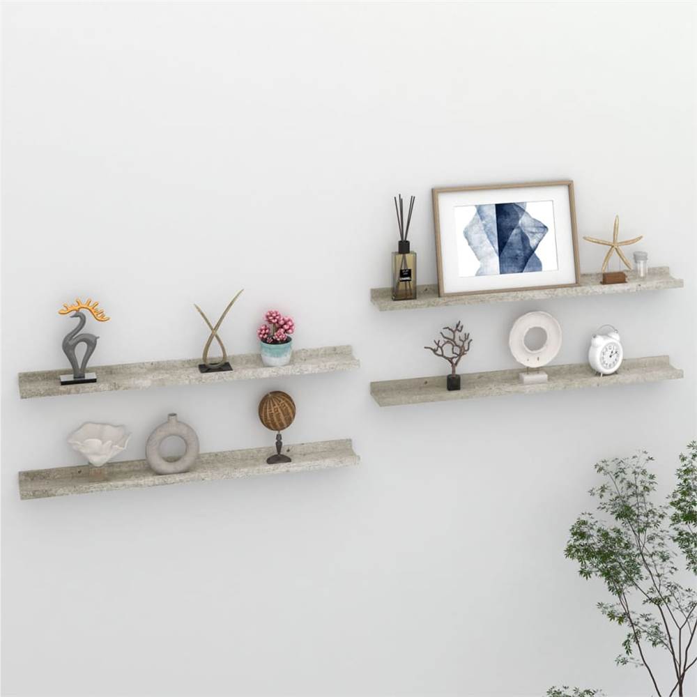 

Wall Shelves 4 pcs Concrete Grey 80x9x3 cm