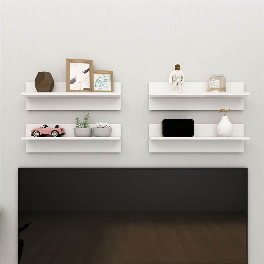 Wall Shelves 4 pcs High Gloss White 60x11.5x18cm Chipboard