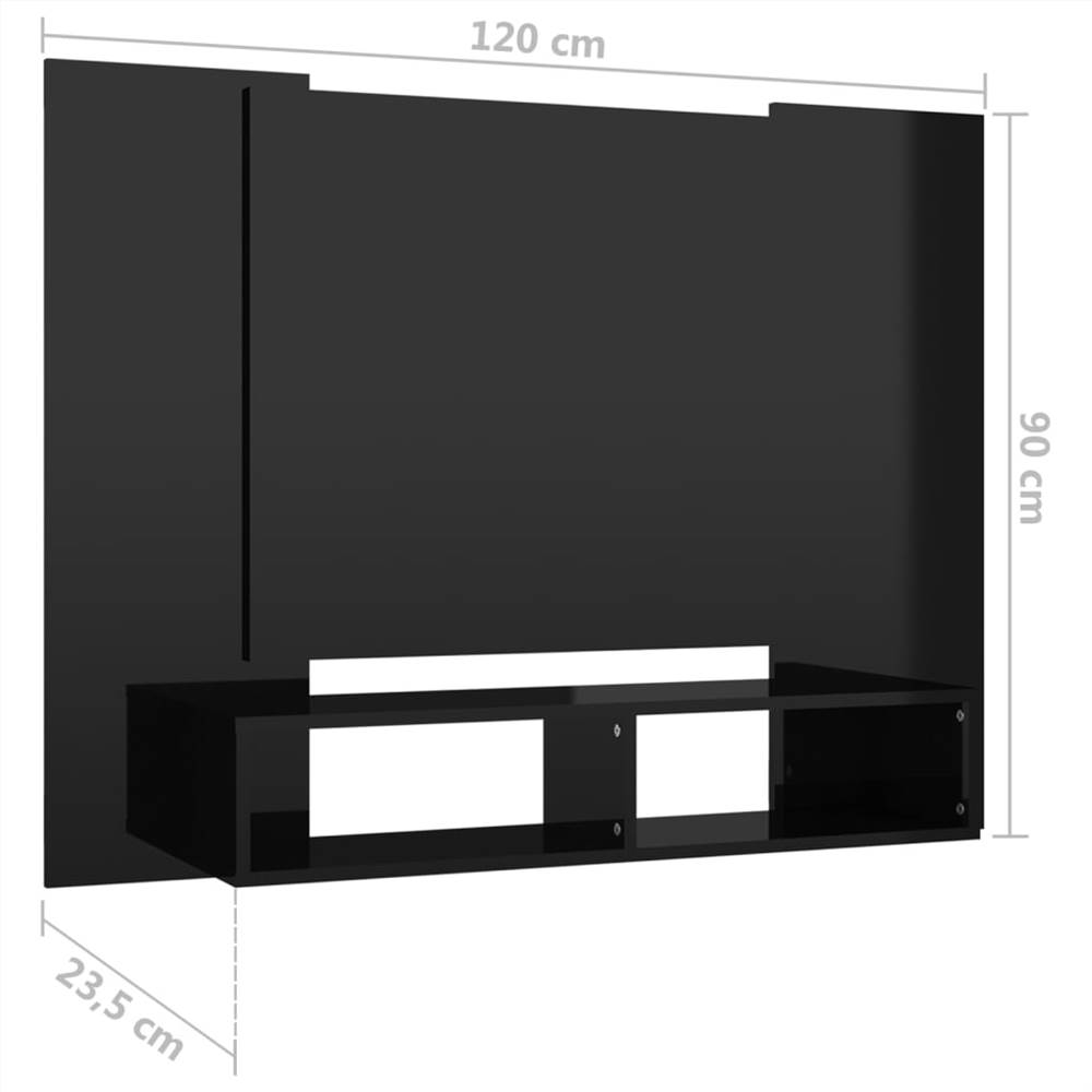 Wall TV Cabinet High Gloss Black 120x23.5x90 cm Chipboard