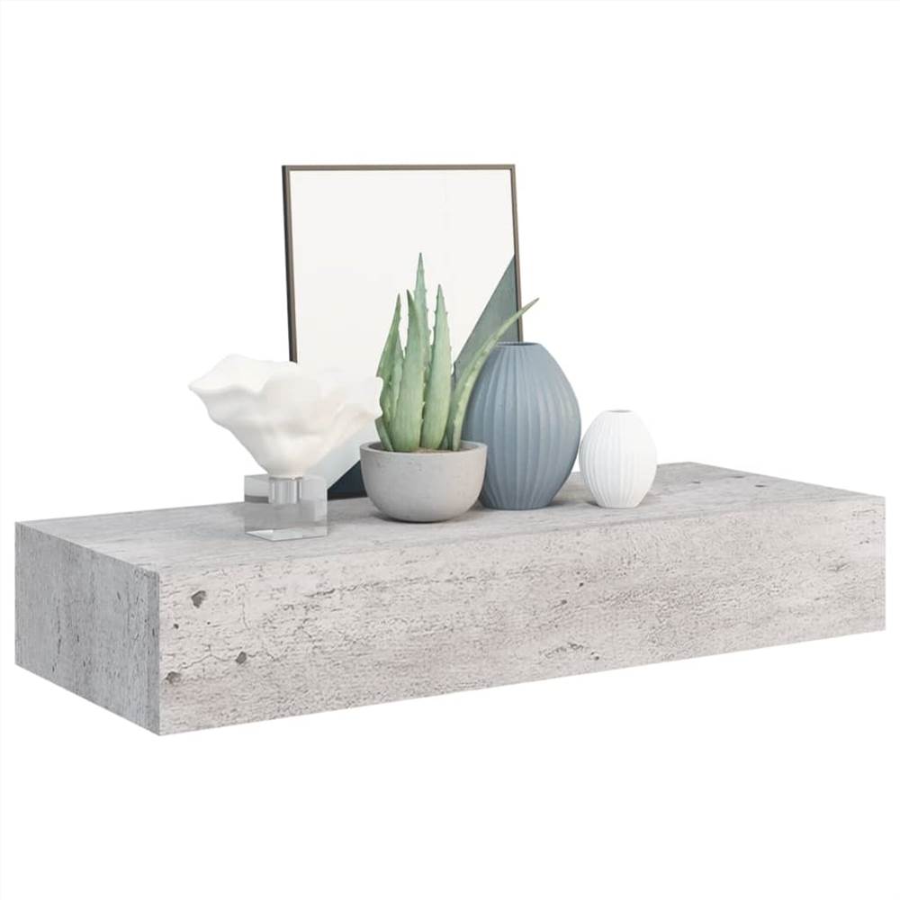 Wallmounted Drawer Shelf Concrete Grey 60x23.5x10cm MDF