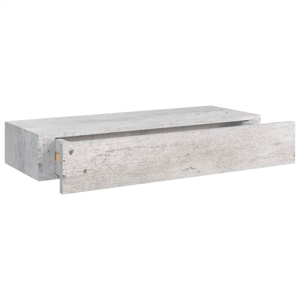 Wallmounted Drawer Shelf Concrete Grey 60x23.5x10cm MDF