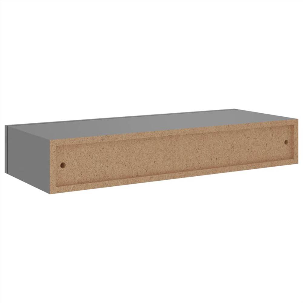 Wallmounted Drawer Shelf Grey 60x23.5x10cm MDF
