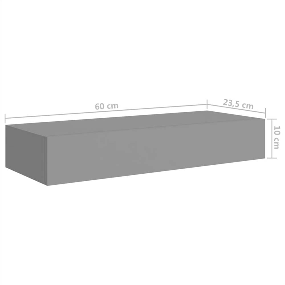 Wall-mounted Drawer Shelf Grey 60x23.5x10cm MDF