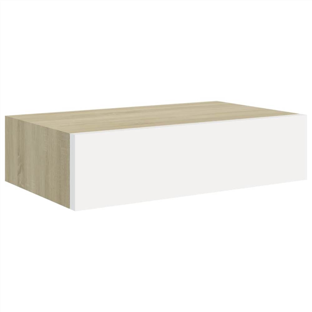 Wallmounted Drawer Shelf Oak and White 40x23.5x10cm MDF