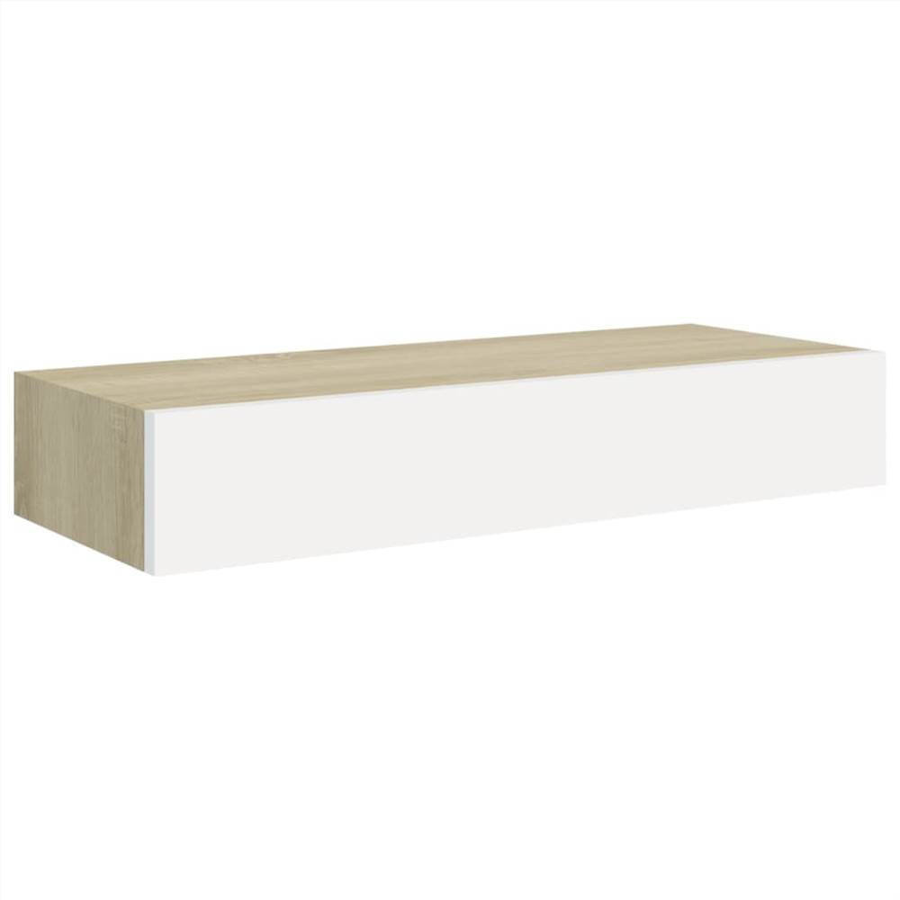 Wallmounted Drawer Shelf Oak and White 60x23.5x10cm MDF