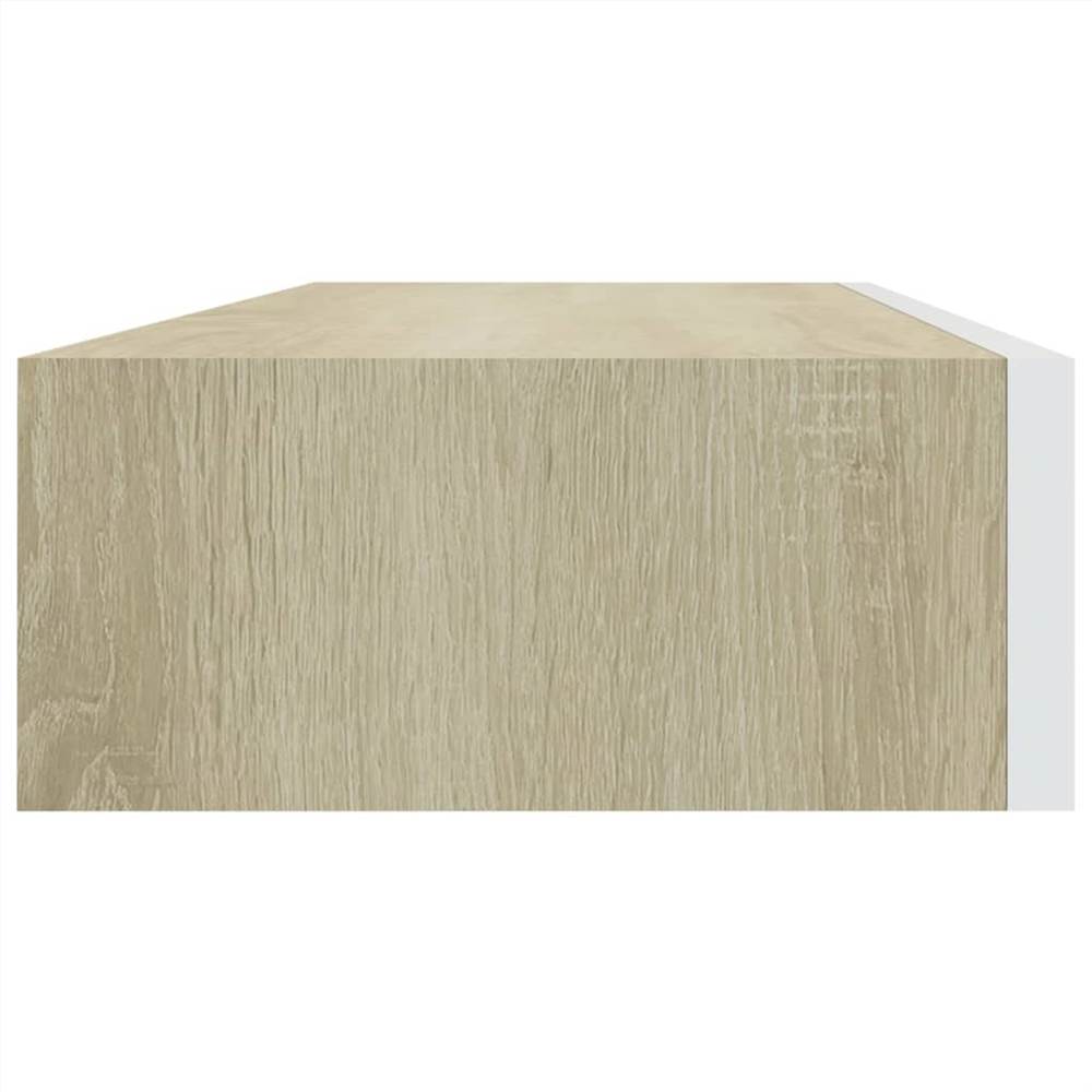 Wallmounted Drawer Shelf Oak and White 60x23.5x10cm MDF