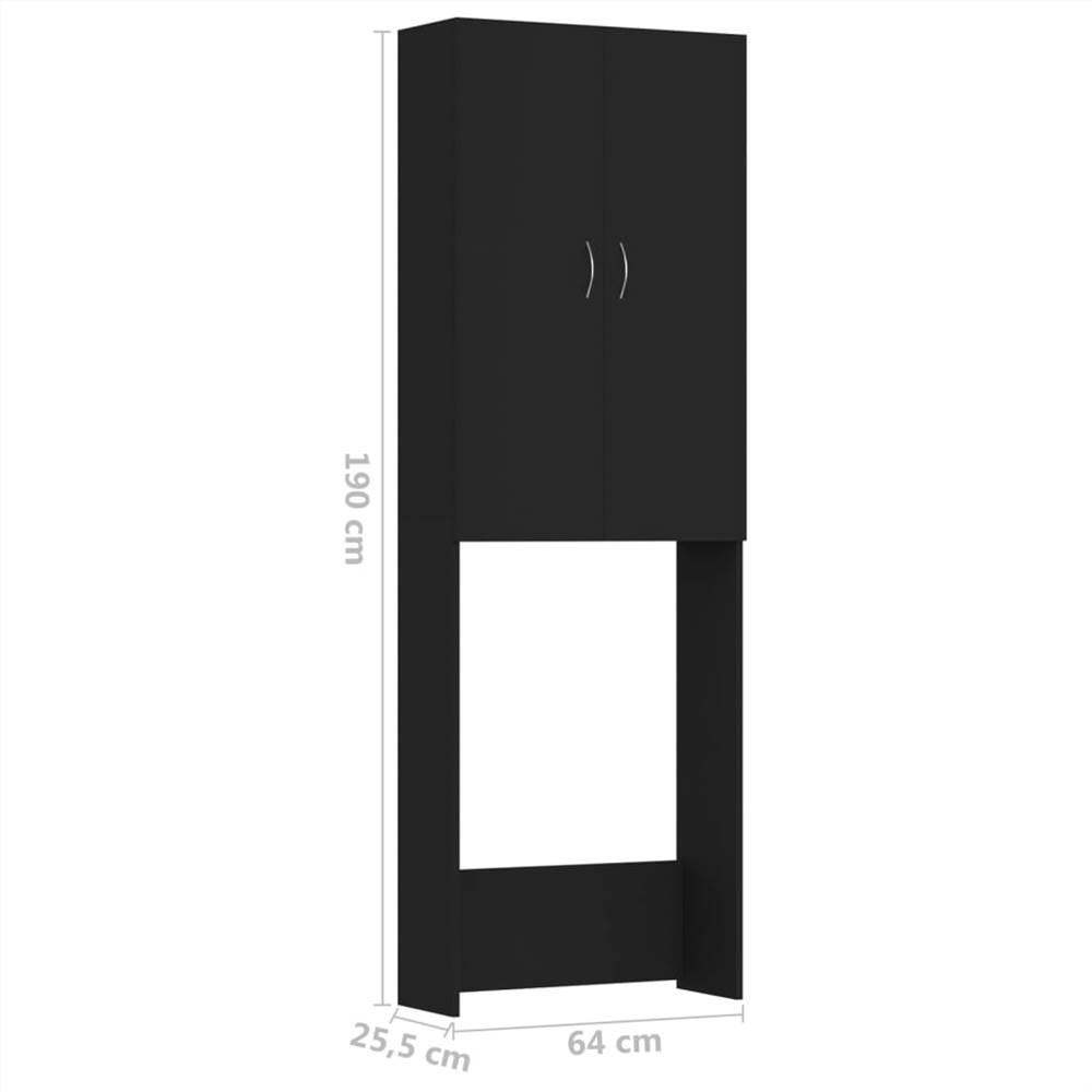 Washing Machine Cabinet Black 64x25.5x190 cm