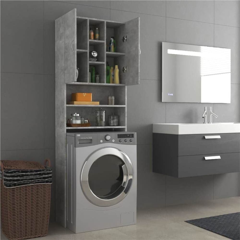 Washing Machine Cabinet Concrete Grey 64x25.5x190 cm