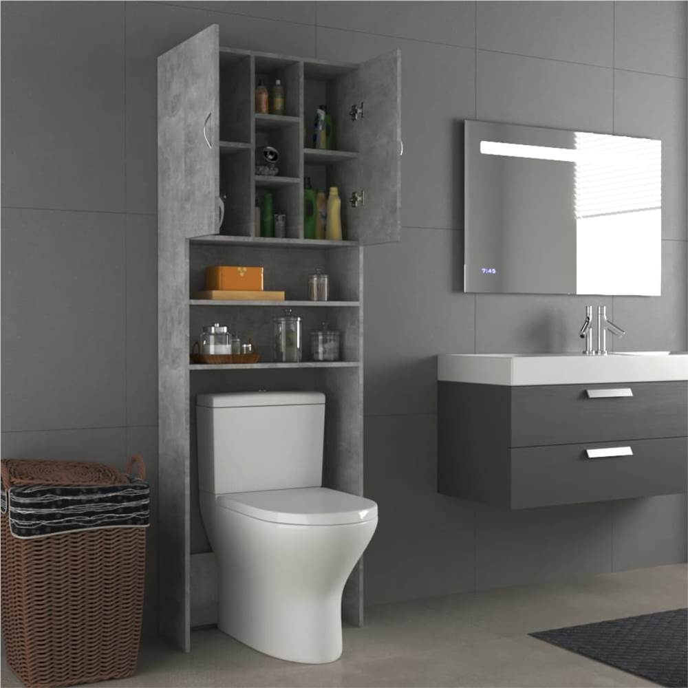 Washing Machine Cabinet Concrete Grey 64x25.5x190 cm