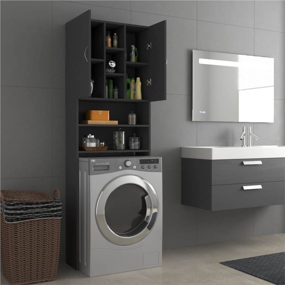 Washing Machine Cabinet Grey 64x25.5x190 cm