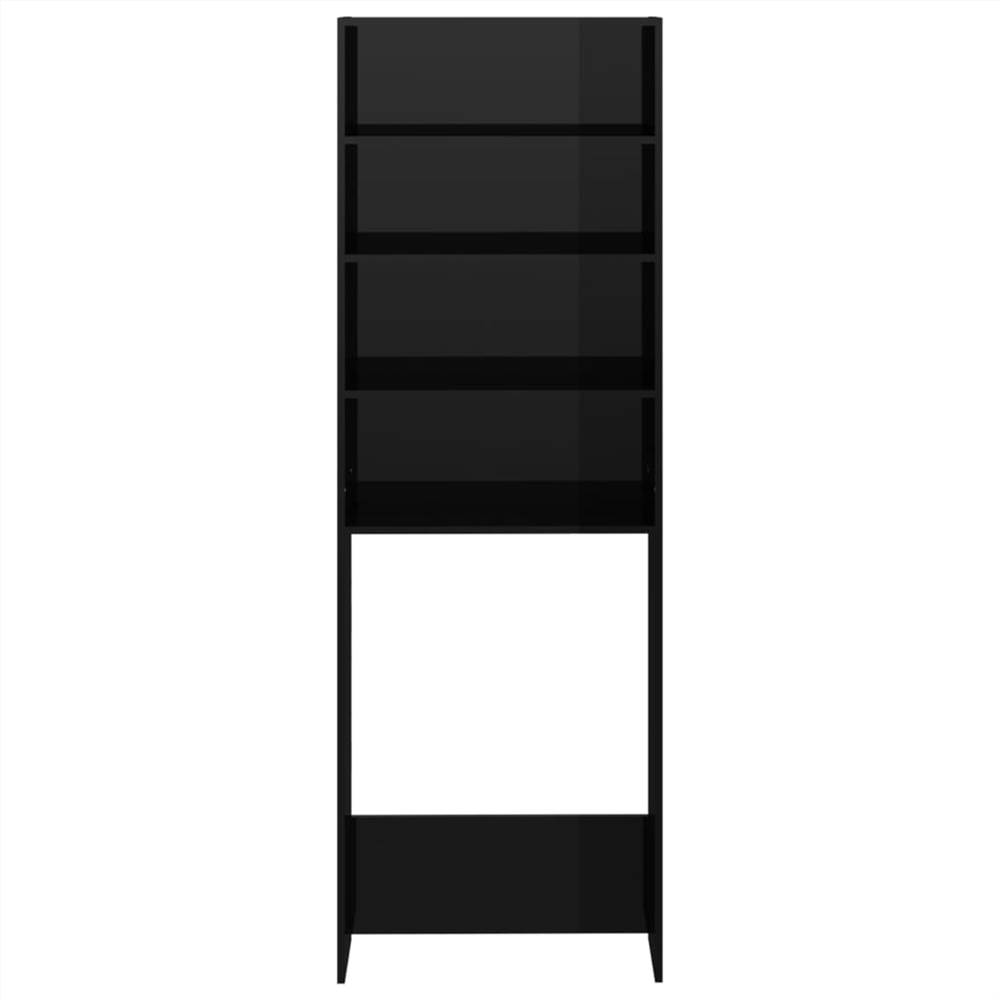 Washing Machine Cabinet High Gloss Black 64x24x190 cm