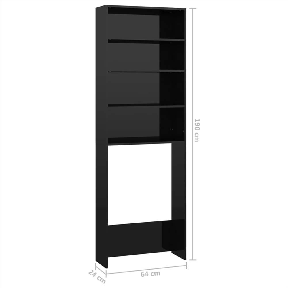 Washing Machine Cabinet High Gloss Black 64x24x190 cm