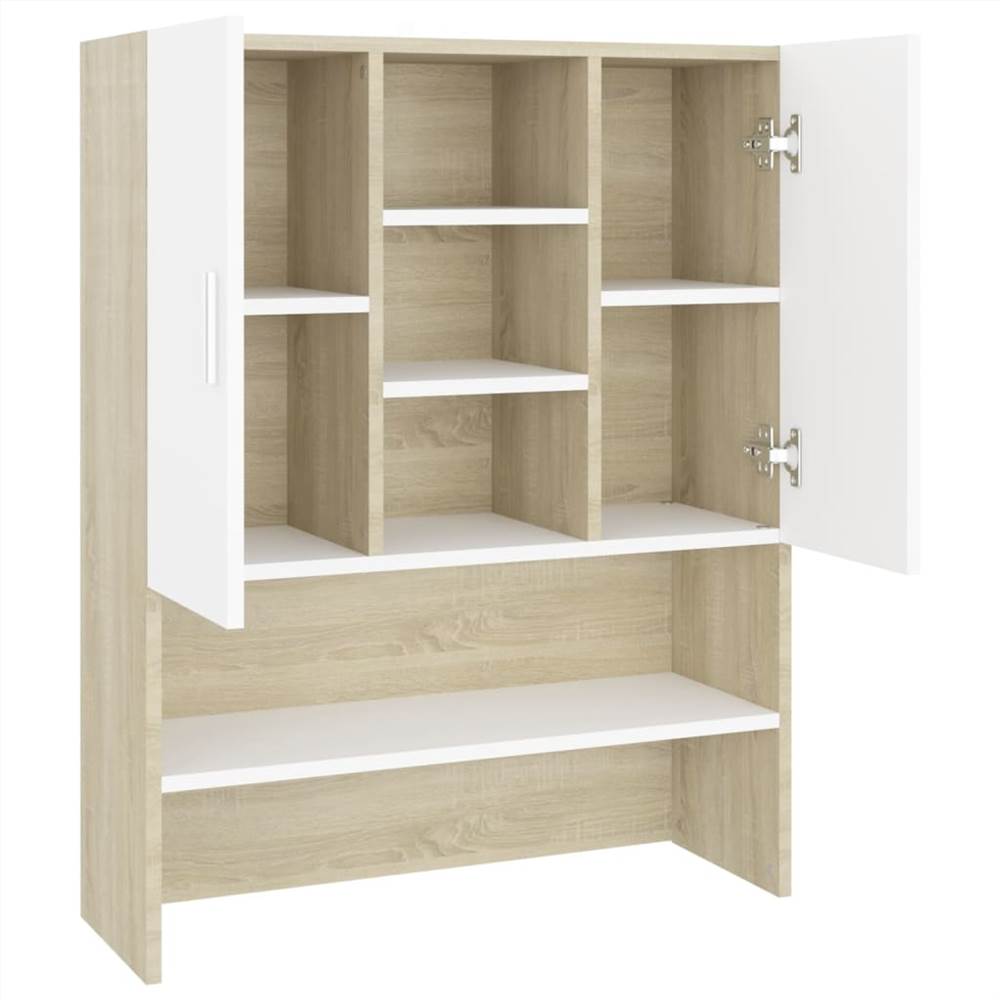 Washing Machine Cabinet White and Sonoma Oak