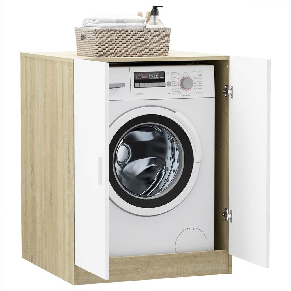 Washing Machine White and Sonoma Oak