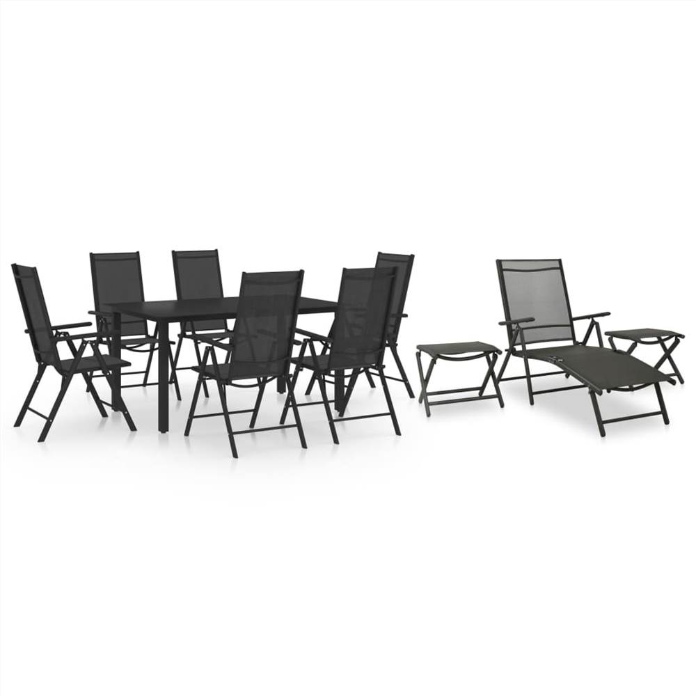 

10 Piece Garden Dining Set Black and Anthracite