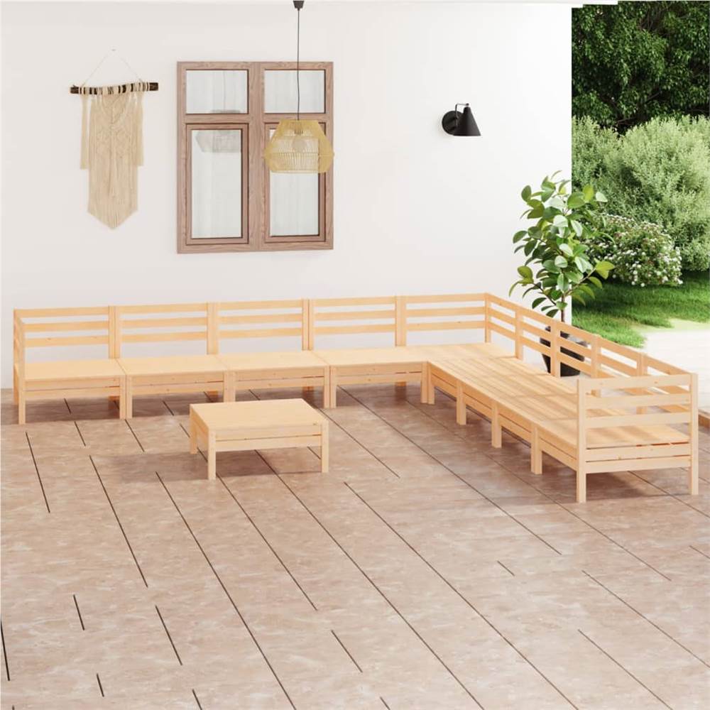 

10 Piece Garden Lounge Set Solid Pinewood
